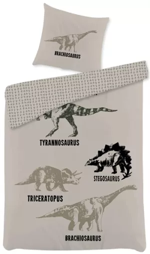 6: Sengetøj 150x210 cm - Dinosaurus - 2 i 1 design - 100% bomuld